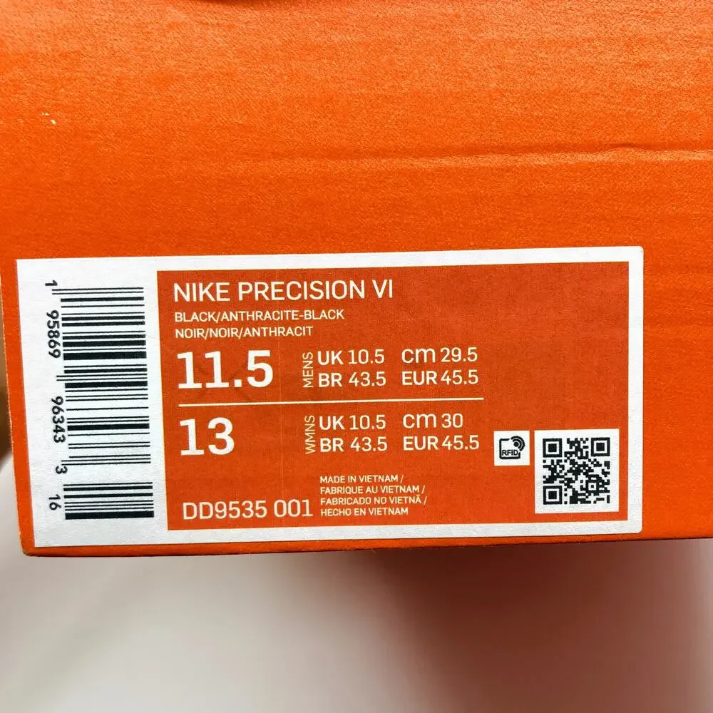 Nike Precision 6 VI Shoes Mens Size 11.5 Triple Black Basketball Sneaker NIB